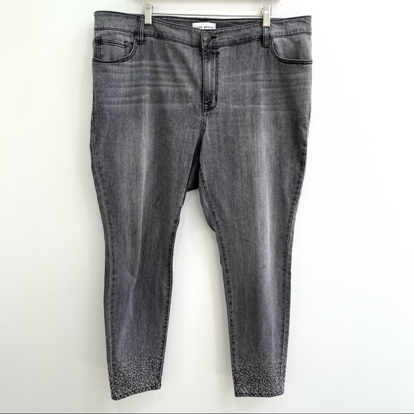 Lane Bryant Denim - Lane Bryant gray mid rise skinny jeans flex magic waistband diamond stud ankle